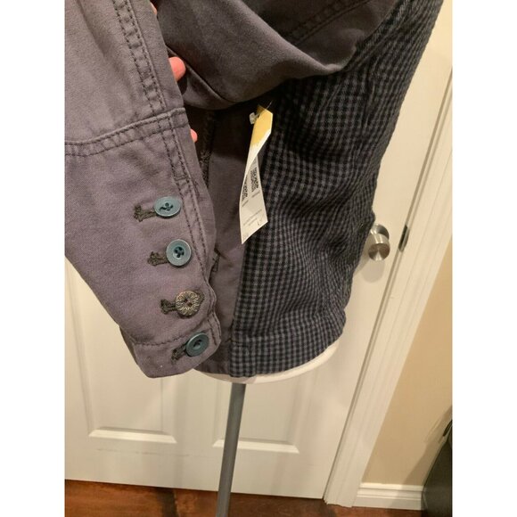 Hei Hei Anthropologie Gray Double Button Blazer W/ Plaid Rear Panel, Size 8 (US) - Picture 6 of 10